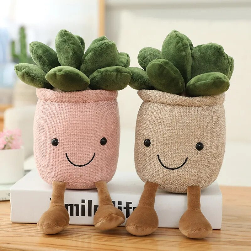 Lifelike Tulip Succulent Plants Plush Stuffed Toys Vrious Potted Flower Cactus  Bookshelf Home Living Room Decor For Girl Gift