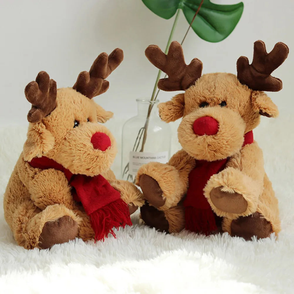 Lovely Funny Christmas Reindeer Scarf Plush Stuffed Doll Toys Plush Soft Pillow Stuffed Toys Home Sofa Decoration Gifts For Kids