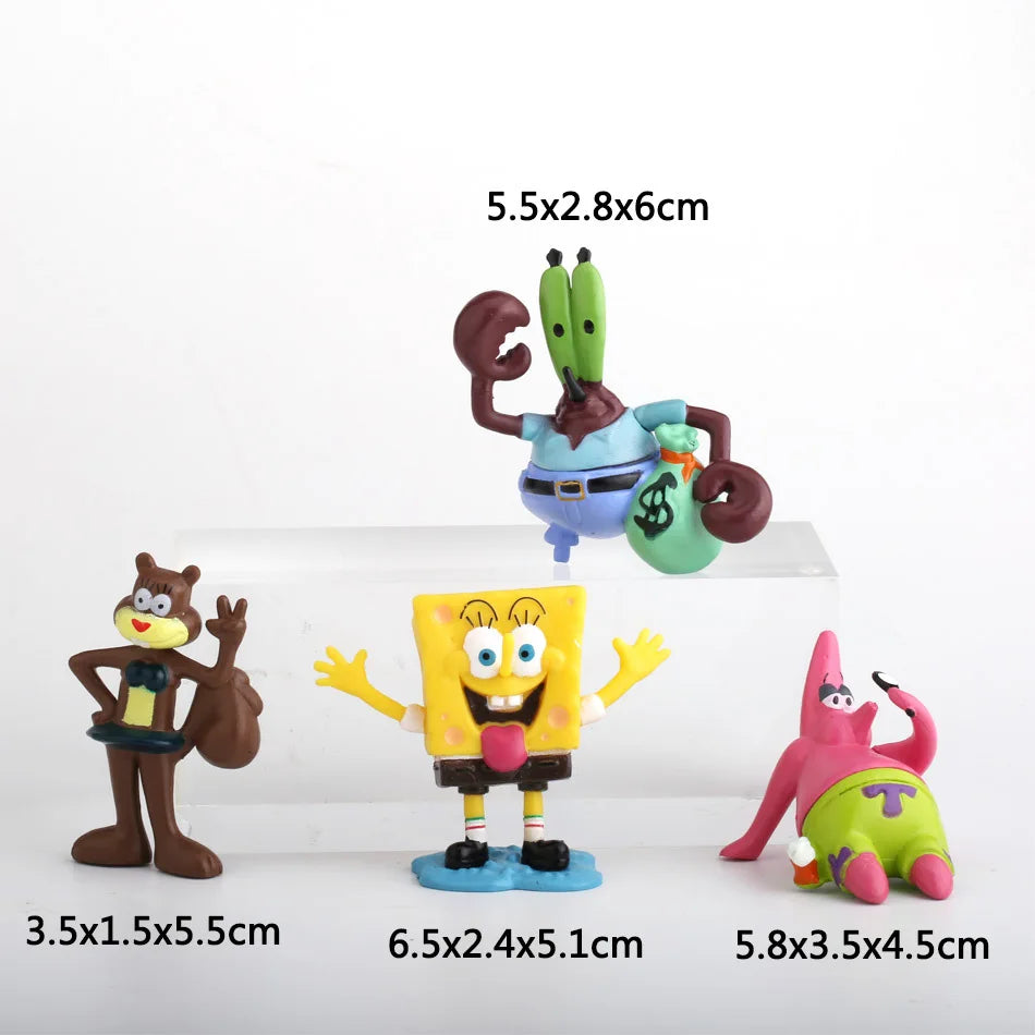 8pcs TAKARA TOMY Kawaii Patrick Star pvc Model  Action Figure Dolls Vinyl Classic Toys for Kids Birthday New Gifts