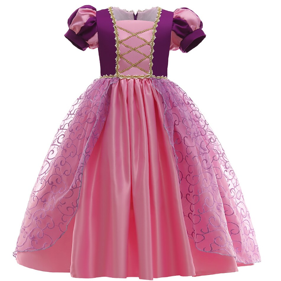 Rapunzel Princess Dress for Girls Puff Sleeve Birthday Party Tangled Cosplay Costumes