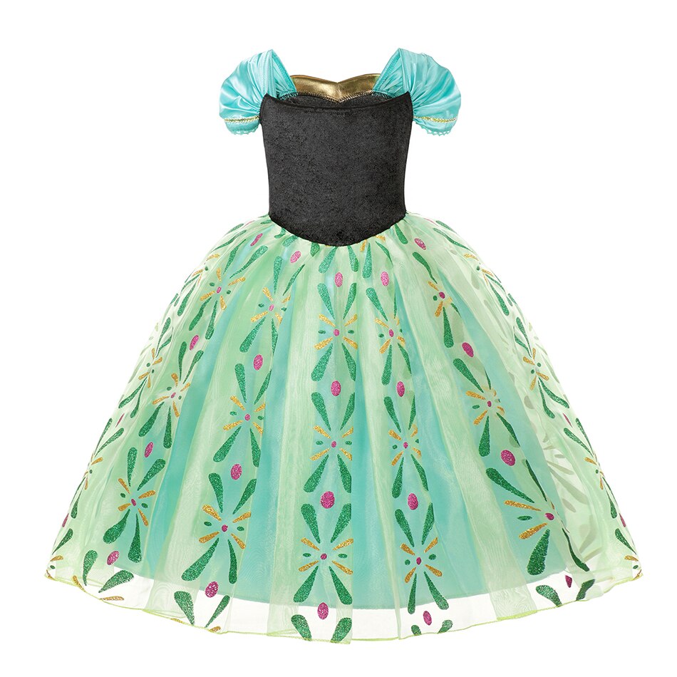 Disney Frozen Snow Queen Anna Dress Girls Cosplay Princess Costume Kids Halloween