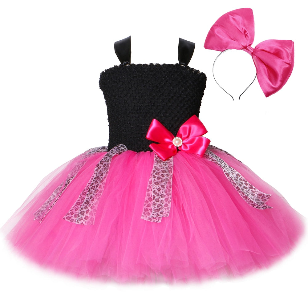 Lol Girls Tutu Dress Bow Leopard Cute Girl Birthday Party Tulle Princess Dress Kids Carnival Halloween Lol Dolls Cosplay Costume