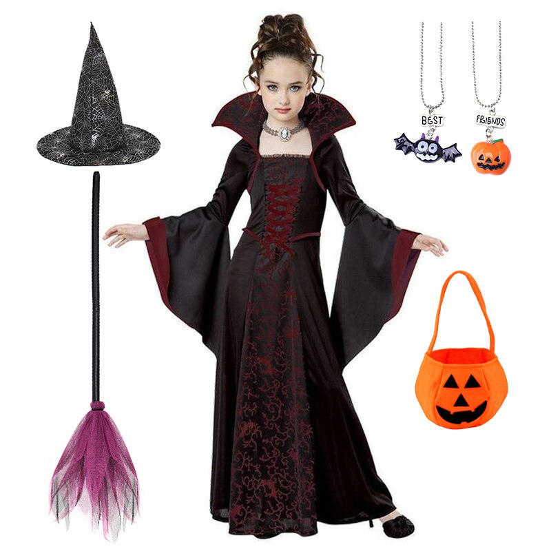 2023 Halloween Fairy Girl Cosplay Witch Dress Clothing Set Vampire Drama Masquerade Stage Performance Costumes