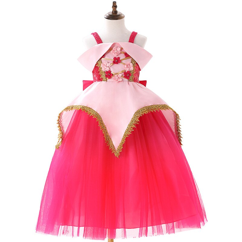 New Girls Fancy Flower Ball Gown of Disney Aurora Princess Dress