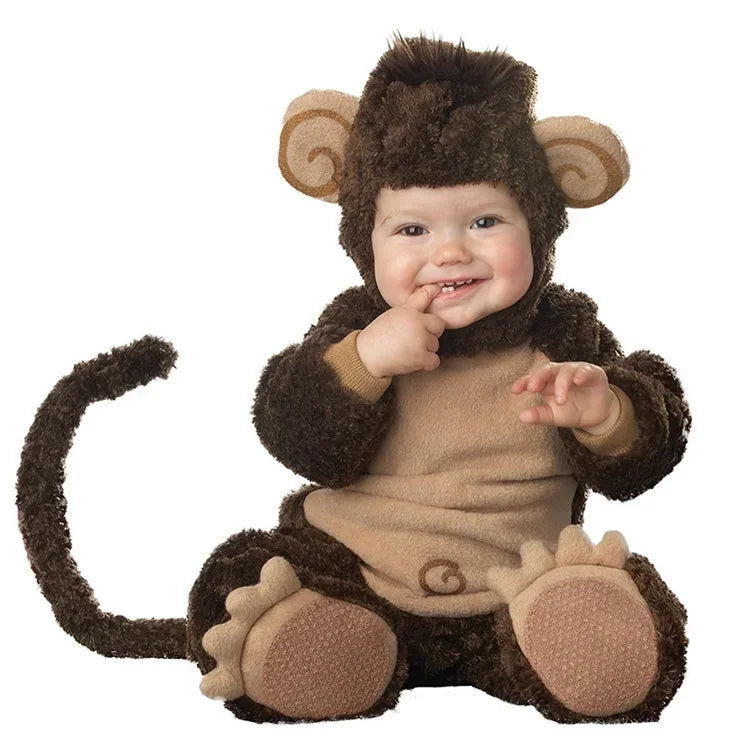 Animal Carnival Purim Halloween Outfits Baby Boys Girls Costume Tiger Animal Cosplay Rompers Jumpsuit Toddlers Infant Clothes