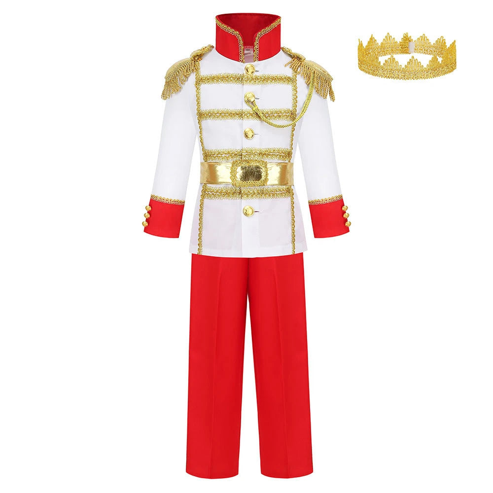 New Halloween Boys Peter Pan Cosplay Costume Child Frog Prince Naveen Clothing Set Birthday Party Kids Prince Charming Costumes