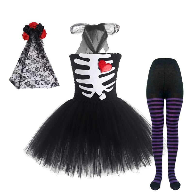 Halloween Children Cosplay Zombie Party Skeleton Dress