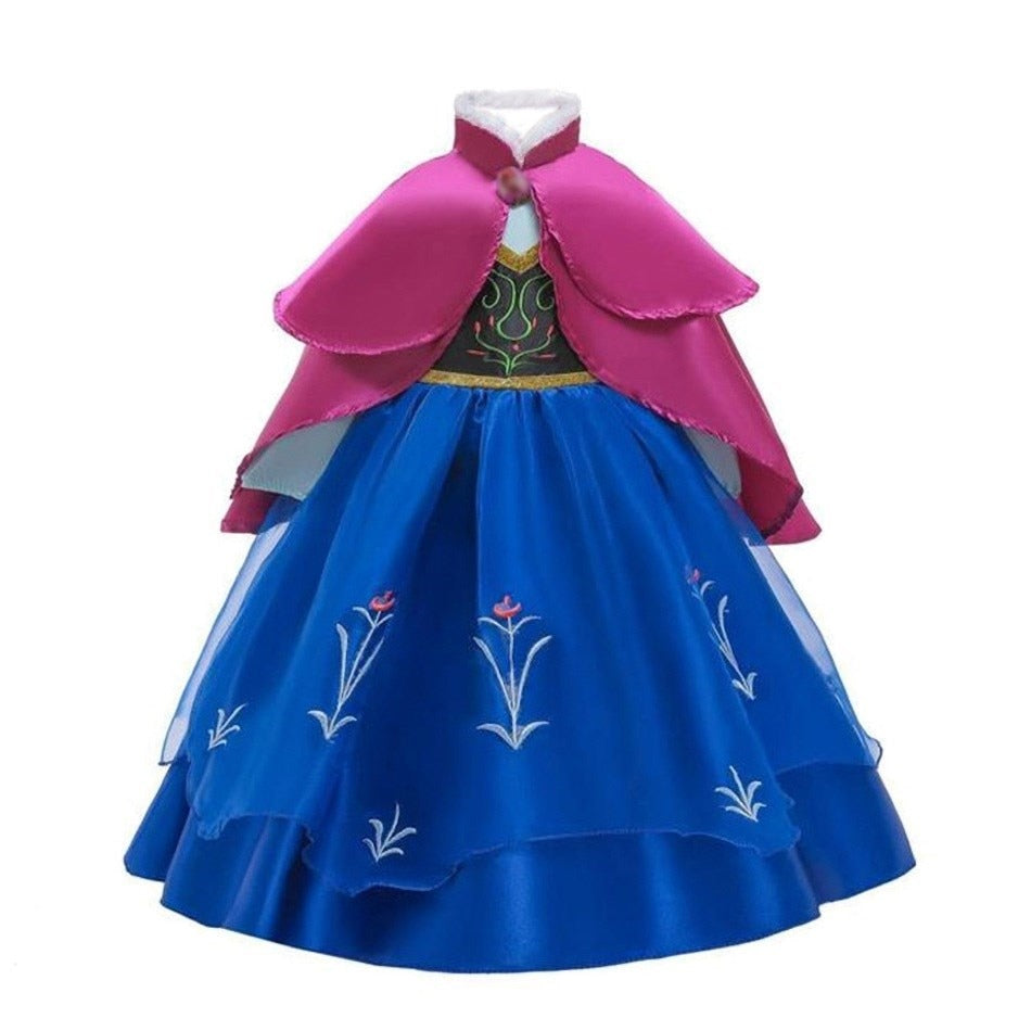 Girl Anna Elsa Dress Kids Halloween Cosplay Carnival Birthday Party Clothes 3-10 Years