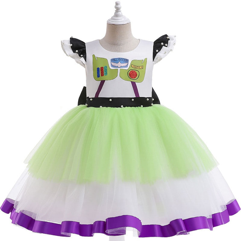 Girls Buzz Lightyear Dress Woody Cartoon Cow Frocks Toy Story Halloween Clothes Party