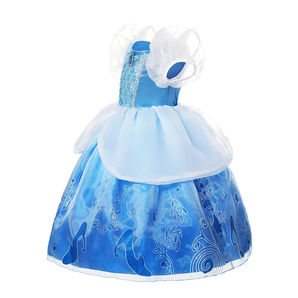 Disney Cinderella Dress Up Girls Halloween Children Costume Vestidos Party Dresses Kids Birthday Outfit 2-10 Years