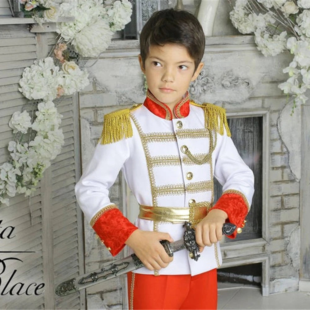 New Halloween Boys Peter Pan Cosplay Costume Child Frog Prince Naveen Clothing Set Birthday Party Kids Prince Charming Costumes