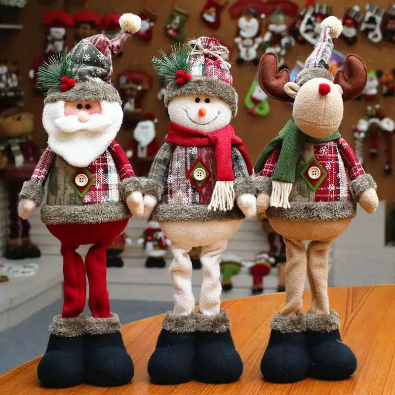 Christmas Dolls Tree Decor New Year Ornament Reindeer Snowman Santa Claus Standing Doll  Navidad Decoration Merry Christmas 2023