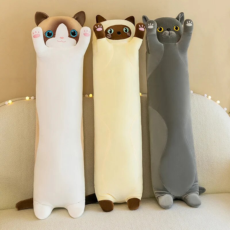 50cm Squishy Cats Doll Plush Toy Ultra Soft Kawaii Cat Long Body Animal Plushie Peluche Pelucia Sleeping Companion Kids Gift