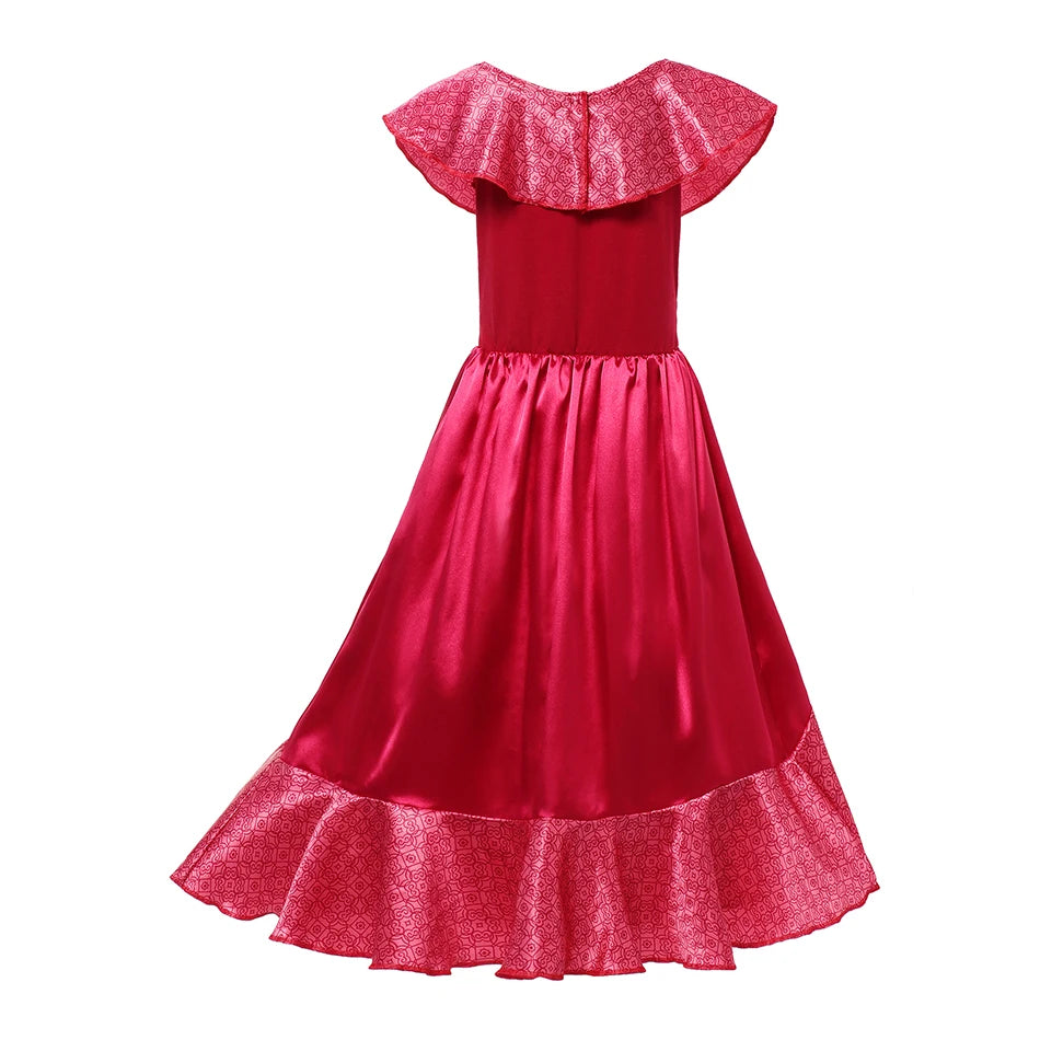 LED Princess Elena of Avalor Cosplay Costumes for Little Girls Hallowee Party Gift Elena Red Dresses Children Halloween Disguise