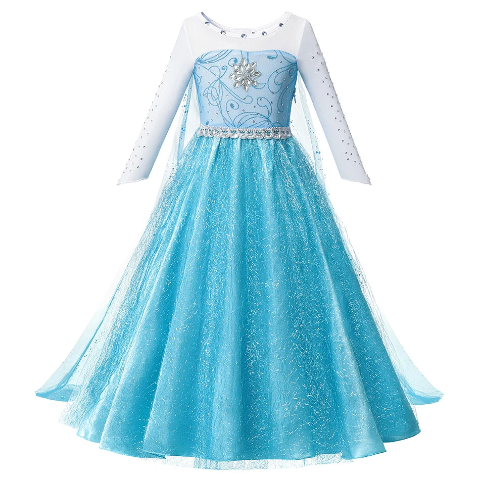 LED Disney Girls Cosplay Elsa Princess Dresses Children Halloween Carnival Party Dress Robe Vestidos Frozen Snow Queen Costumes