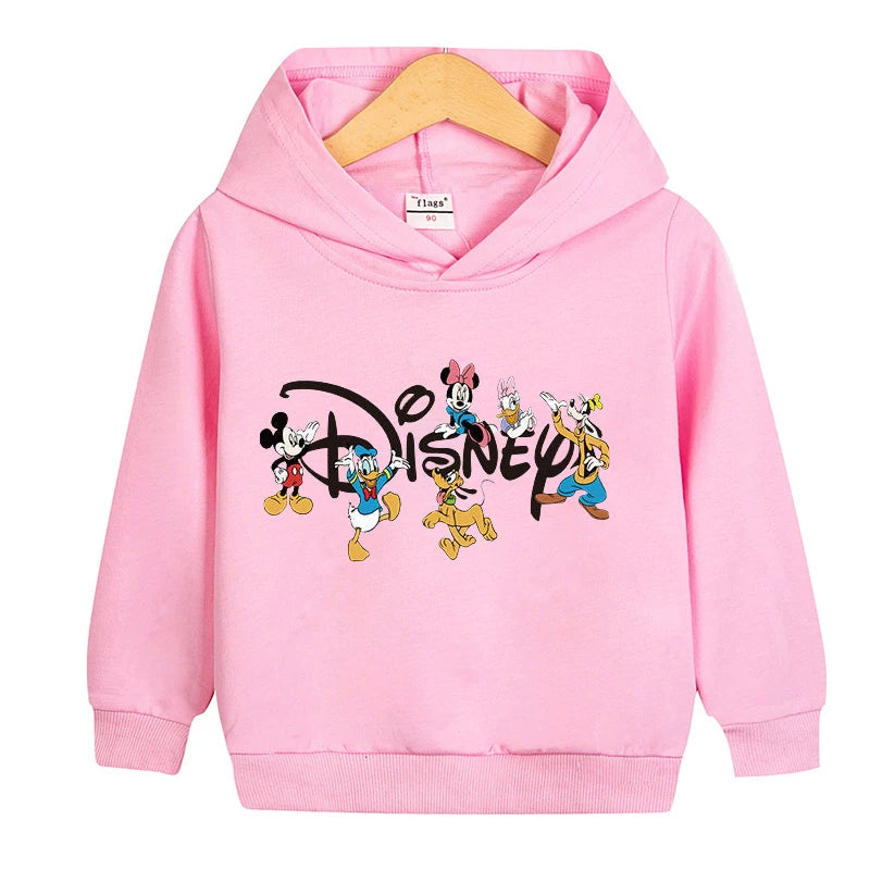 1-8 Years Kids Cartoon Hoodies Spring Boys Girls Minnie Mickey Sweatshirts Children Disney Casual Hooded Tops Infant Clothes