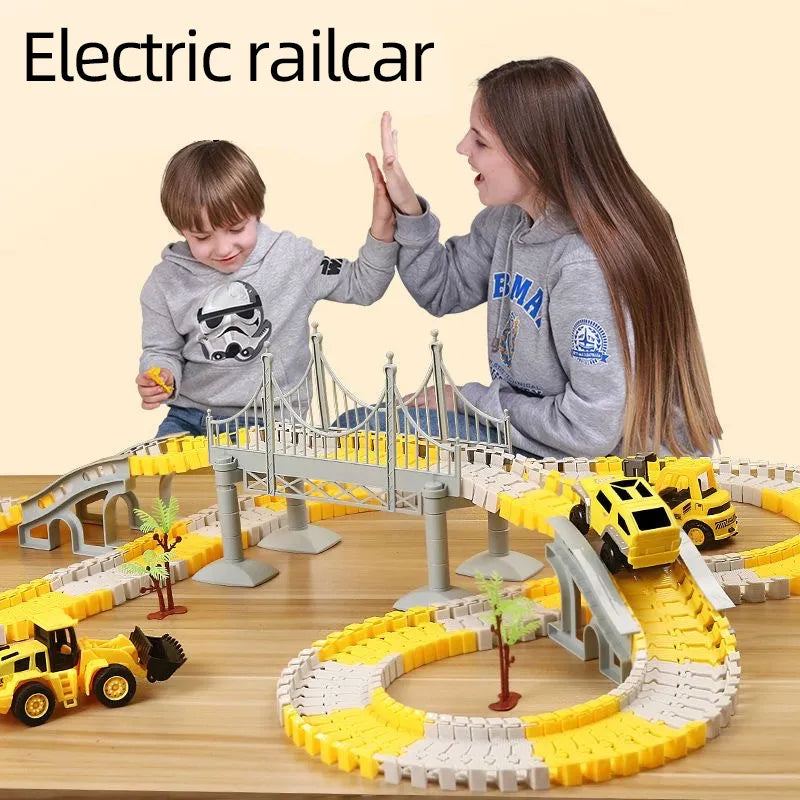 Track car toy track glide children's small train toy car puzzle boy electric car year old electric car crossing car train model