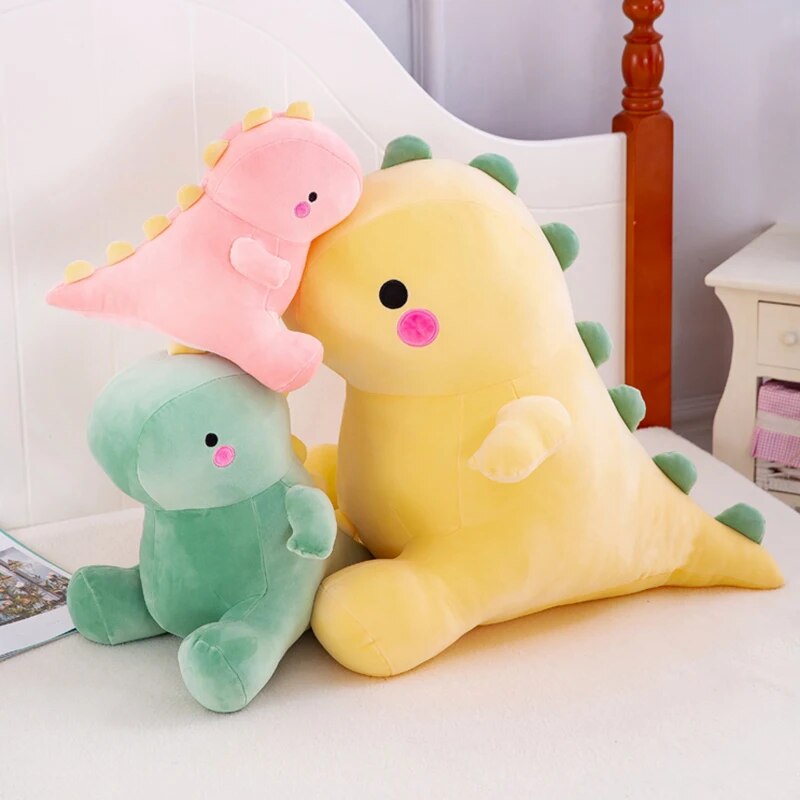 22~60cm Colorful Dinosaurs Plush Dolls Squishy Kawaii Animal Comforting Plushie Peluche Green Pink Yellow Dino Cartoon Toy