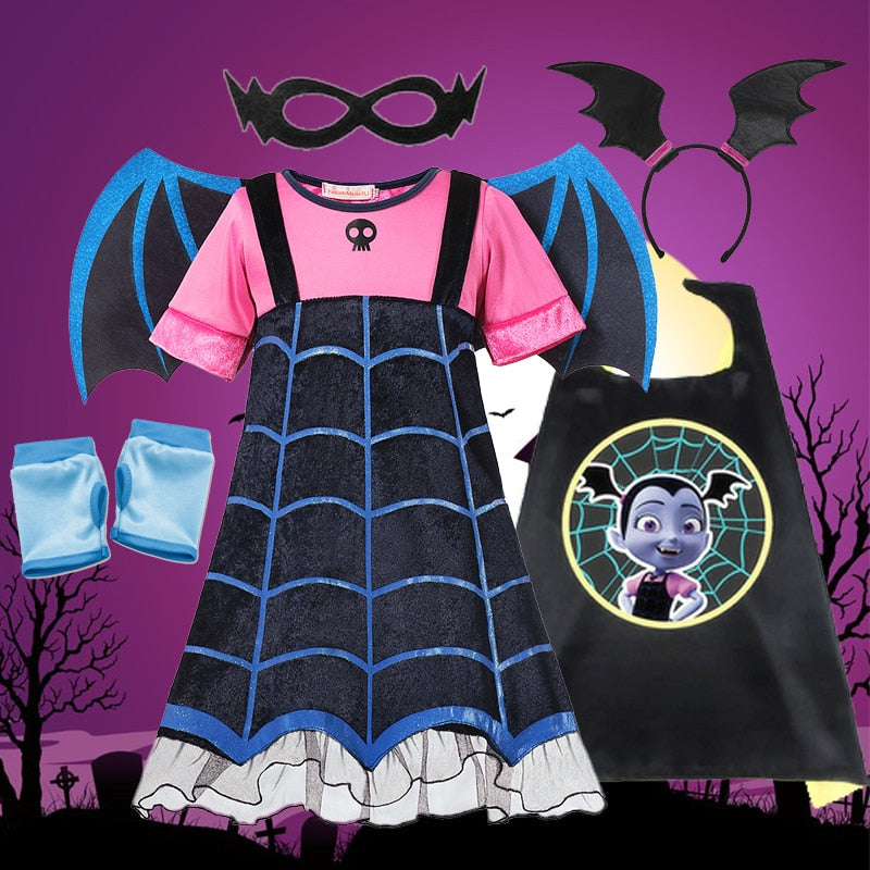 Disney Halloween Vampirina Costume For Girls, Kids Cosplay Disguise, Princess Dress Up For Carnival Party