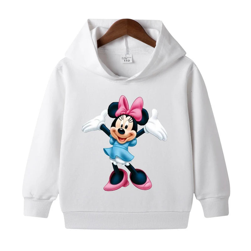 1-8 Years Kids Cartoon Hoodies Spring Boys Girls Minnie Mickey Sweatshirts Children Disney Casual Hooded Tops Infant Clothes