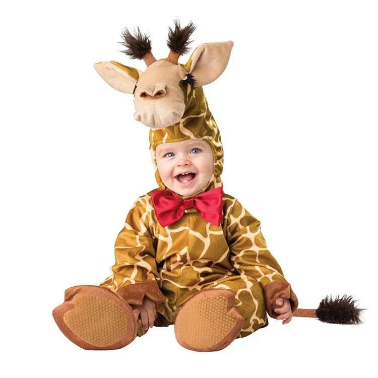 Animal Carnival Purim Halloween Outfits Baby Boys Girls Costume Tiger Animal Cosplay Rompers Jumpsuit Toddlers Infant Clothes