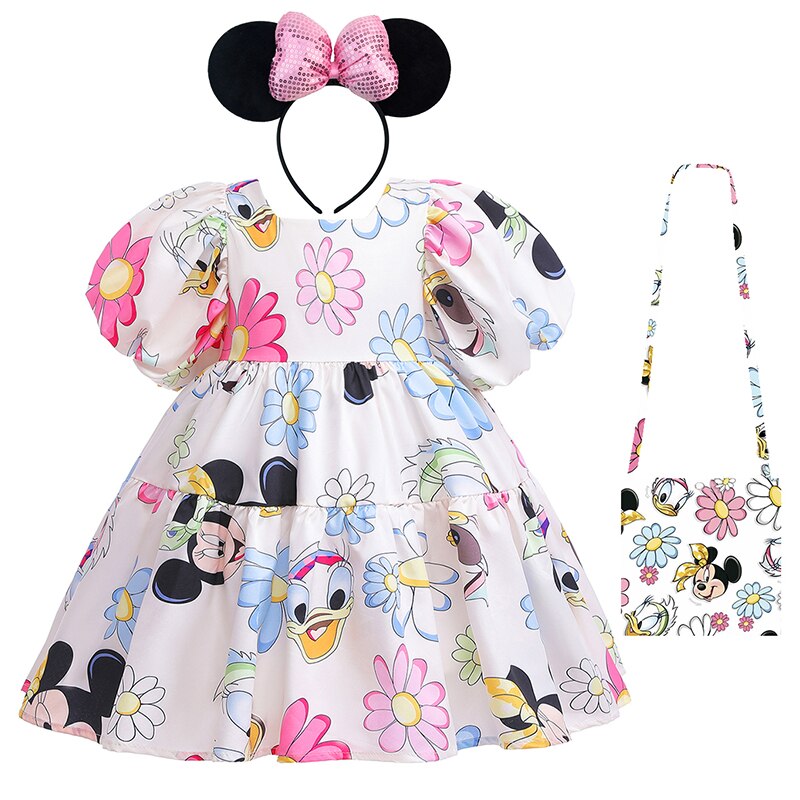 Summer Baby Girl Casual Dress Floral Kids Toddler Minnie Mouse Daisy Cartoon Cute Princess Costumes For Girls Backless Dresses