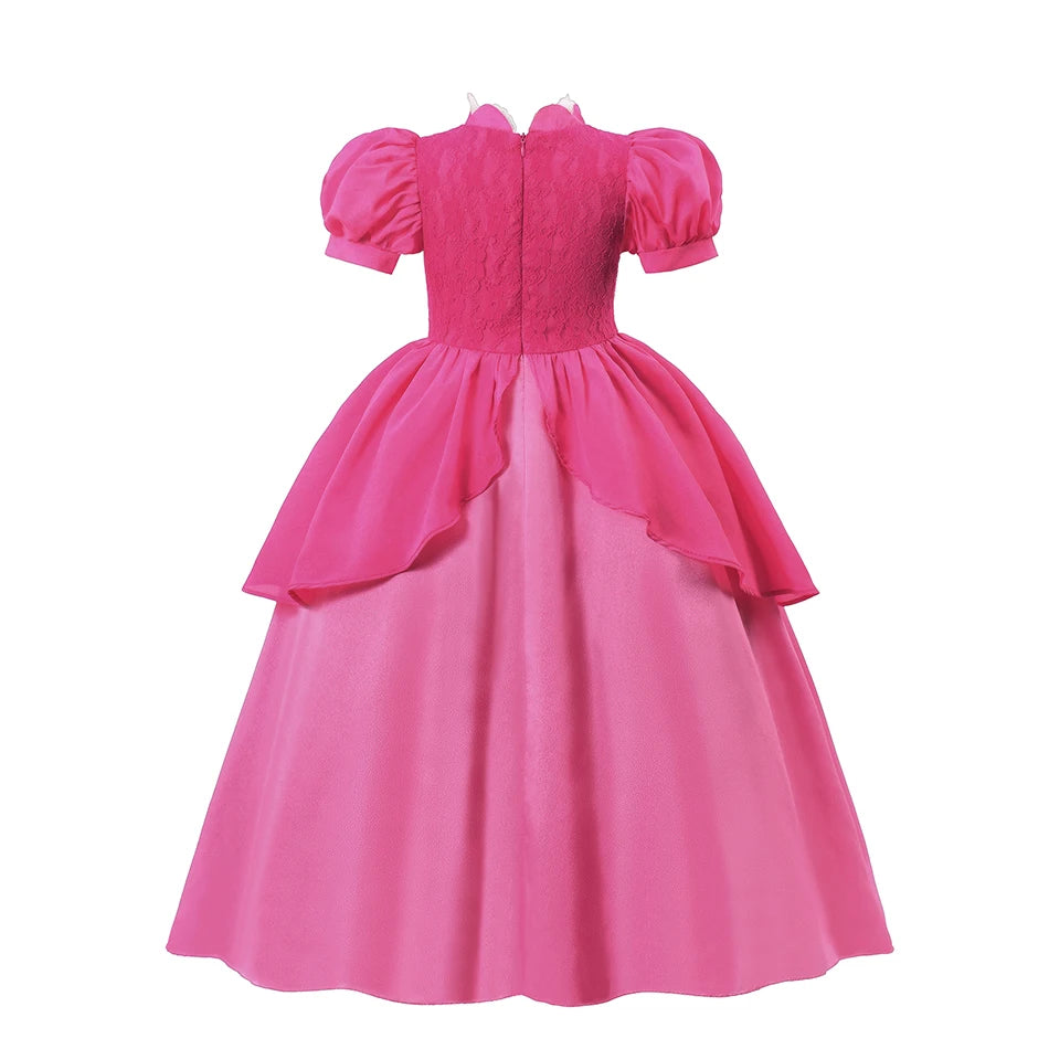 Peach Princess Dress Children Girls Peach Cosplay Costumes Pink Cute Clothes Baby Girls Carnival Birthday Party Clothings 2-10Y