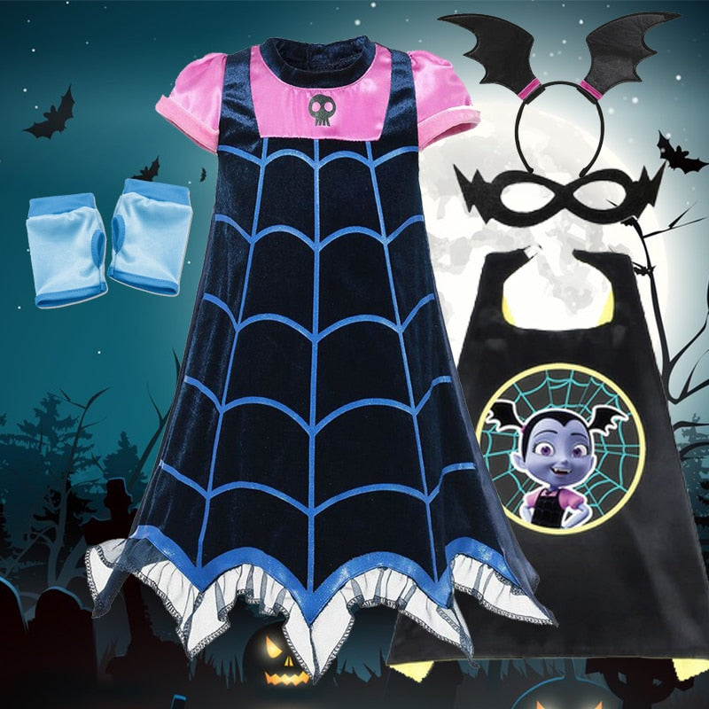 Disney Halloween Vampirina Costume For Girls, Kids Cosplay Disguise Vampire Clothes, Princess Dress Up For Carnival Party