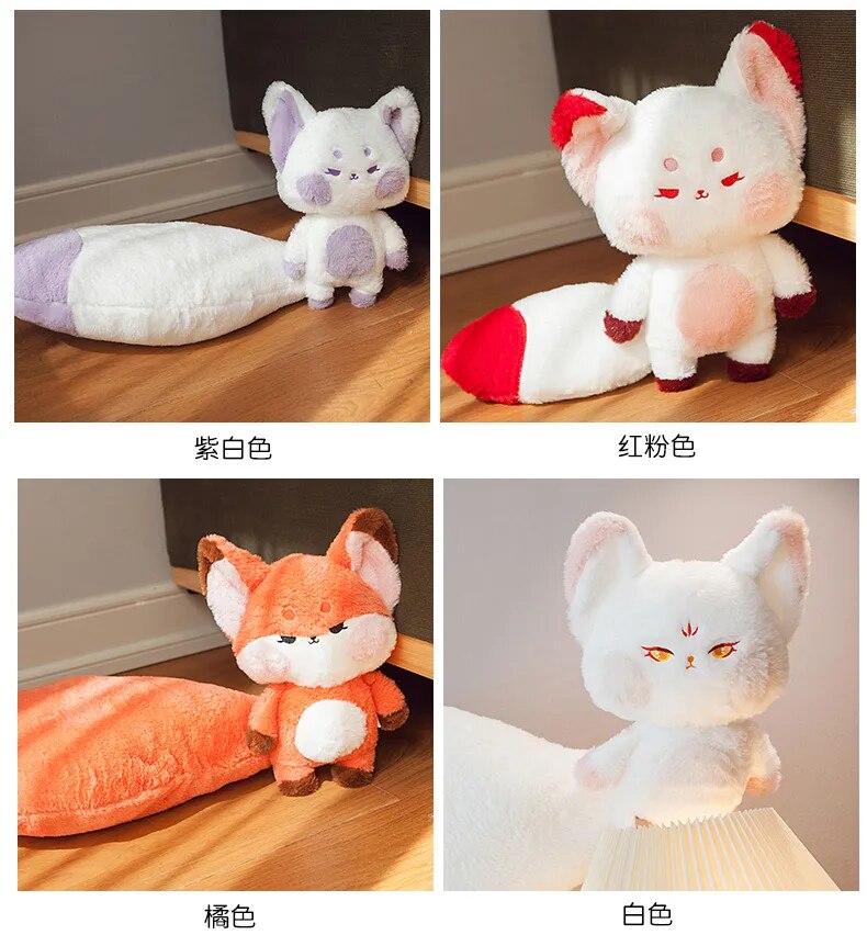 Creative and Cute Doodle Fox Doll Plush Toy Little Fox With Big Tail Doll Gifts Birthday for Girl Kid Room Decoration Bed Pillow