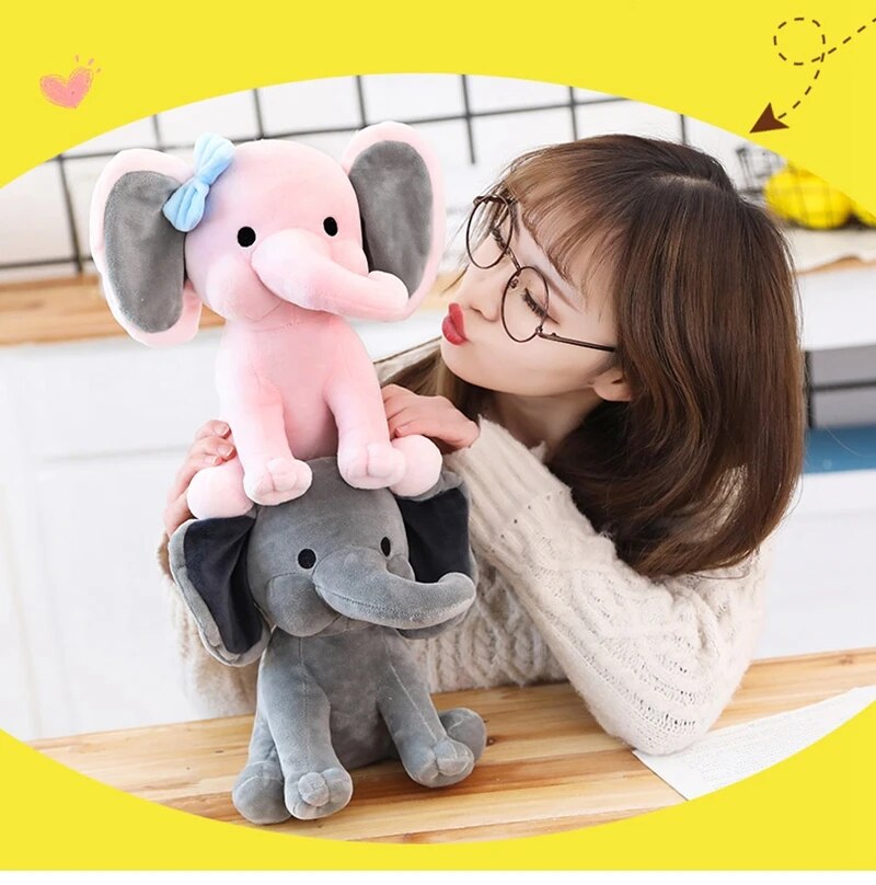 25cm Gray Elephant Stuffed Plush Toys Kawaii Animals Soft Sleeping Stuffed Pillow Doll Plushie for Baby Room Decorative Gifts