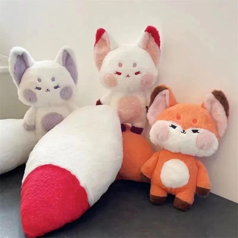 Creative and Cute Doodle Fox Doll Plush Toy Little Fox With Big Tail Doll Gifts Birthday for Girl Kid Room Decoration Bed Pillow