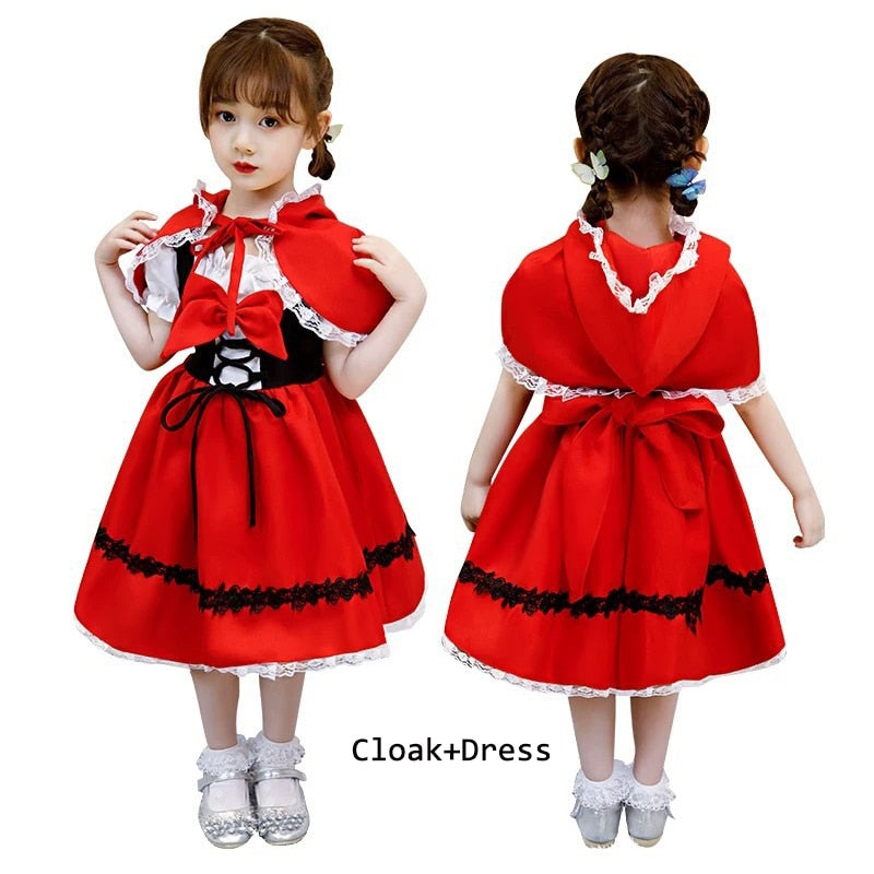 2023 Halloween Costume for Kids Girls Pumpkin Witch Vampire Cosplay Fancy Dress Children Carnival Party Cape Dresses Set 1-12Yrs