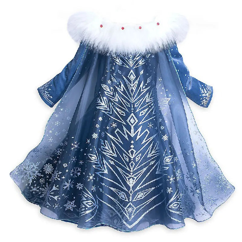 Disney New Winter Frozen Elsa Brave Princess Merida Cosplay Costume Girls Velvet Thick Warm Dress Clothing for Children Kids