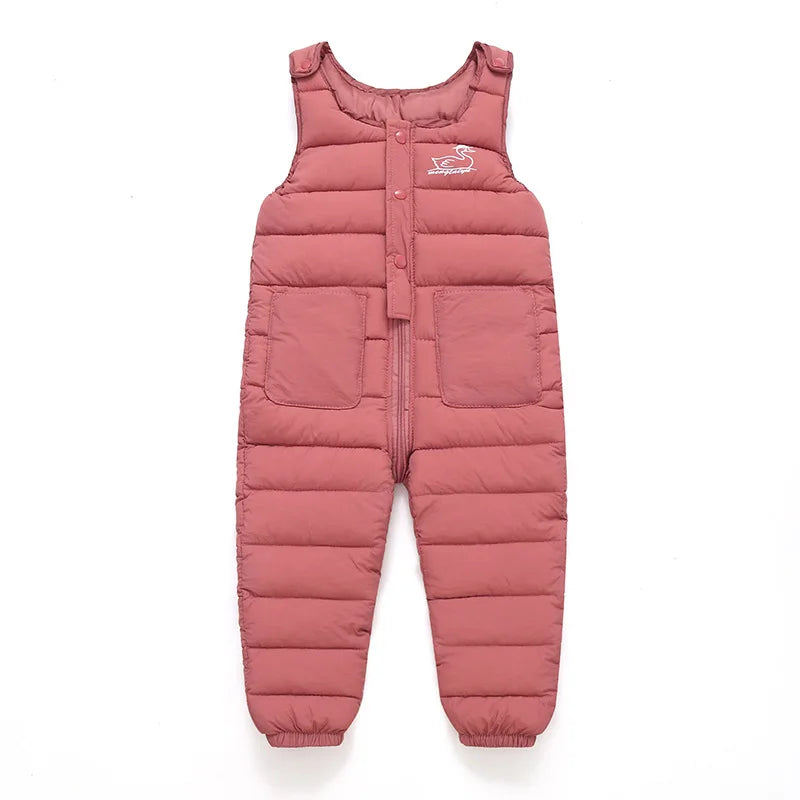 2023 Winter Baby Boys Overalls Autumn Girls Thick Pants Baby Girl Warm Jumpsuit Outdoor Sweatpants Children Ski Down Overalls