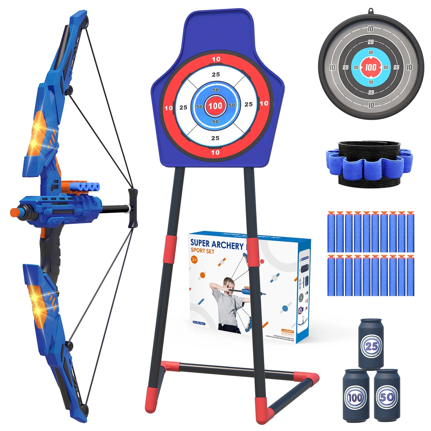 Kids Bow and Arrow Light-up Archery Set Toys Gifts for 3-12 Years Old kids