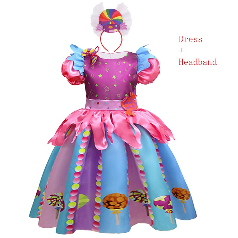 NEW Girl Cute Candy Princess Dress Puff Sleeve Lollipop Costume Kids Cosplay Performance Set