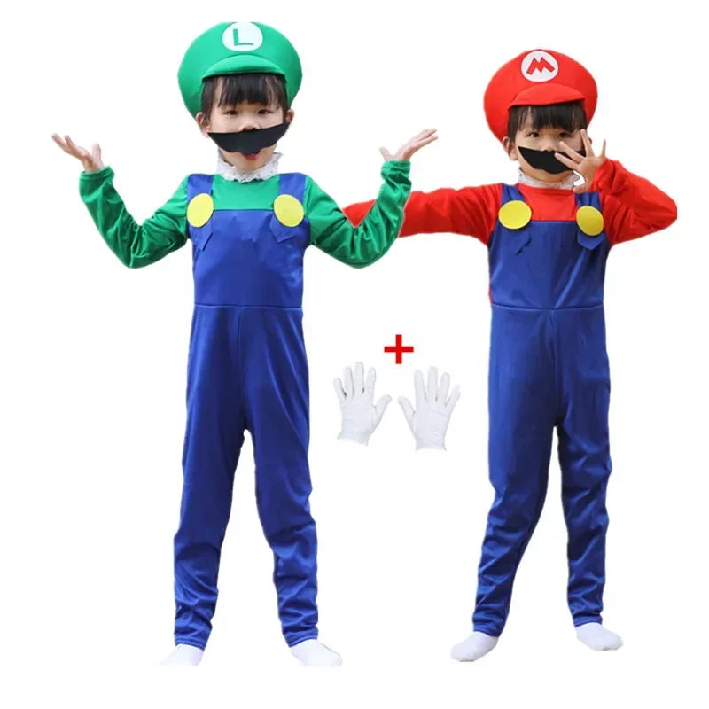 Child Anime Games Cartoon Cosplay Suit Kids Anime Fantasy Romper Boy Girl Halloween Party Long Sleeve Dress Hat Costume