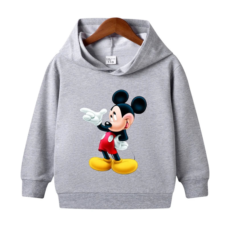 1-8 Years Kids Cartoon Hoodies Spring Boys Girls Minnie Mickey Sweatshirts Children Disney Casual Hooded Tops Infant Clothes