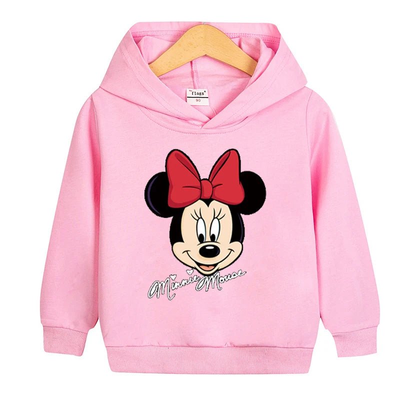 1-8 Years Kids Cartoon Hoodies Spring Boys Girls Minnie Mickey Sweatshirts Children Disney Casual Hooded Tops Infant Clothes