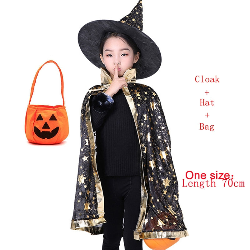 2023 Halloween Costume for Kids Girls Pumpkin Witch Vampire Cosplay Fancy Dress Children Carnival Party Cape Dresses Set 1-12Yrs