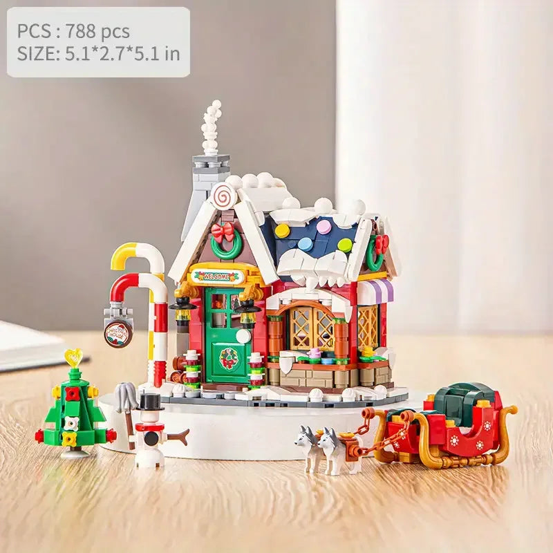 Unique Christmas Gift Forest House Building Blocks Snowman Cabin Toy Bricks Decoration For Boyfriend Girlfriend