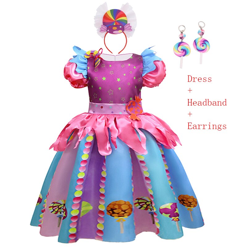 NEW Girl Cute Candy Princess Dress Puff Sleeve Lollipop Costume Kids Cosplay Performance Set