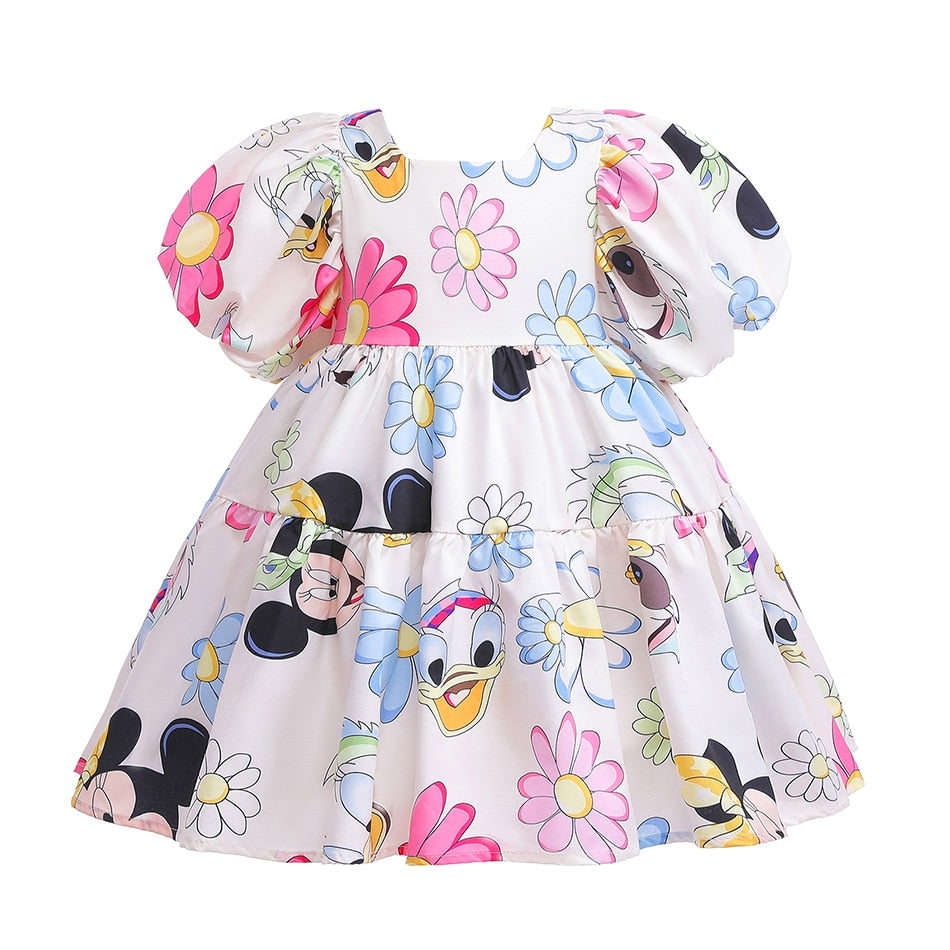 Summer Baby Girl Casual Dress Floral Kids Toddler Minnie Mouse Daisy Cartoon Cute Princess Costumes For Girls Backless Dresses