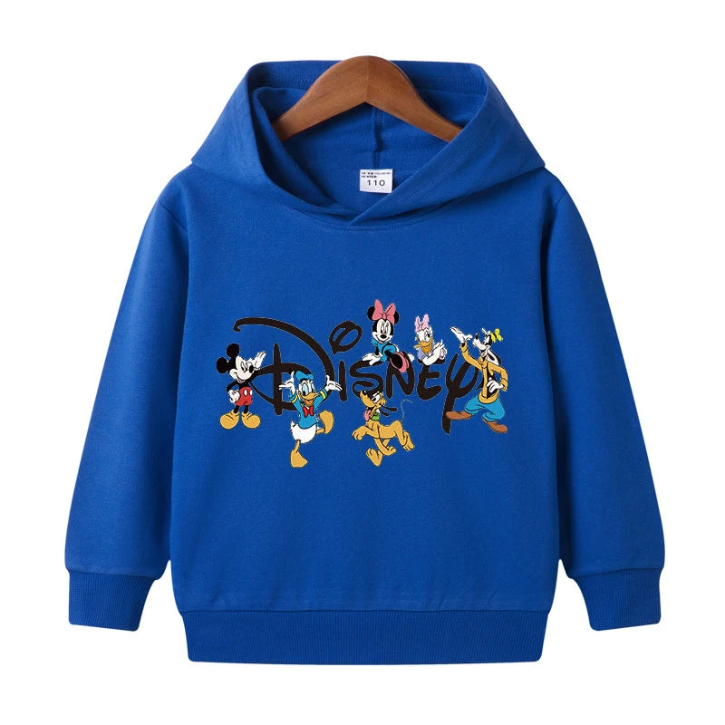 1-8 Years Kids Cartoon Hoodies Spring Boys Girls Minnie Mickey Sweatshirts Children Disney Casual Hooded Tops Infant Clothes