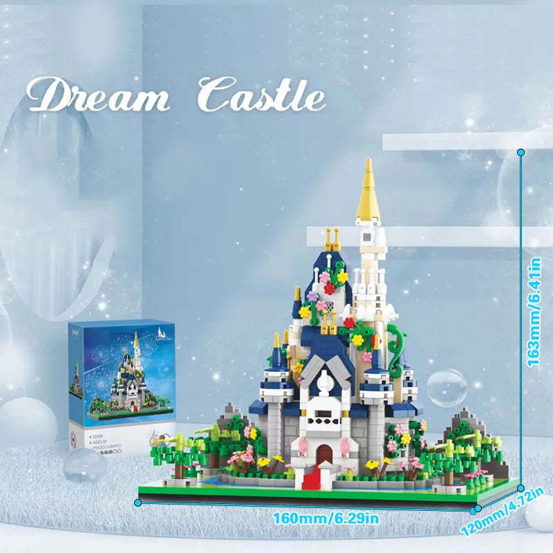 Princess Castle Building Blocks Model Set Pink Blue Church City Classic Cartoon Bricks Construction Toys Adult Home Decorations