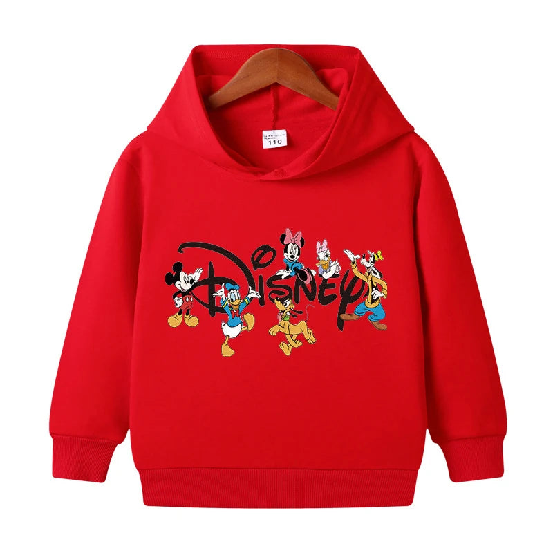 1-8 Years Kids Cartoon Hoodies Spring Boys Girls Minnie Mickey Sweatshirts Children Disney Casual Hooded Tops Infant Clothes