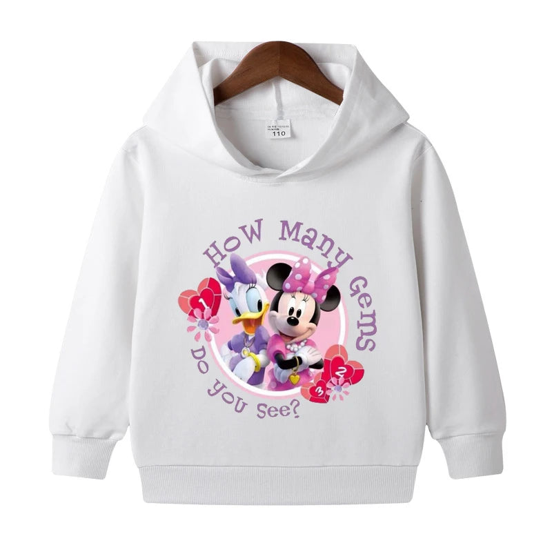 1-8 Years Kids Cartoon Hoodies Spring Boys Girls Minnie Mickey Sweatshirts Children Disney Casual Hooded Tops Infant Clothes