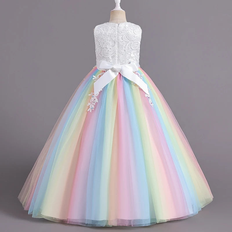 CK8991 Girls' Flower Wedding Dress Long Sleeveless Summer Princess Rainbow Host Gift Performance Program