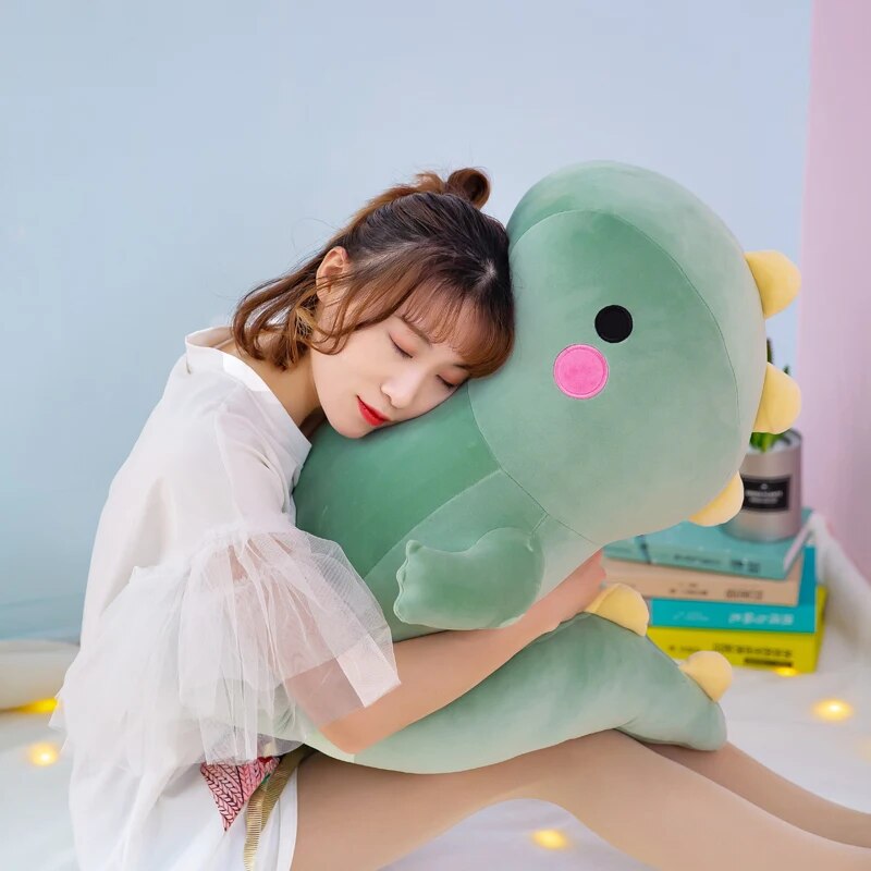 22~60cm Colorful Dinosaurs Plush Dolls Squishy Kawaii Animal Comforting Plushie Peluche Green Pink Yellow Dino Cartoon Toy