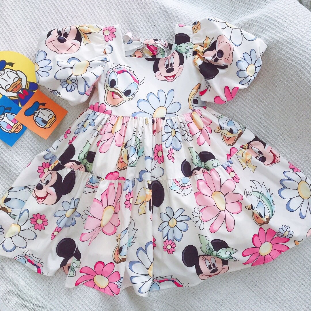 Summer Baby Girl Casual Dress Floral Kids Toddler Minnie Mouse Daisy Cartoon Cute Princess Costumes For Girls Backless Dresses